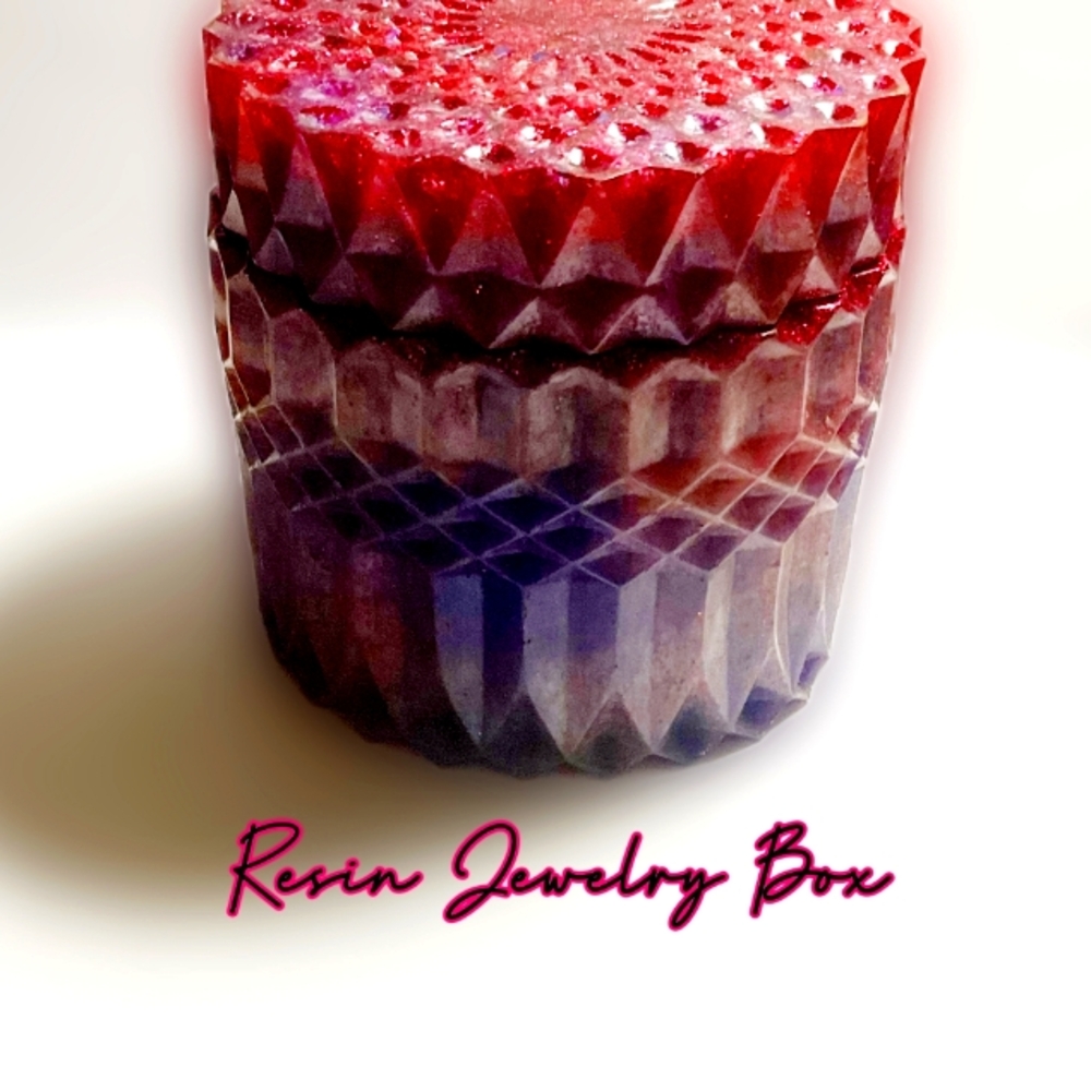 Resin Jewelry Box Multi-colored With Mica Powder. Semi Translucent.